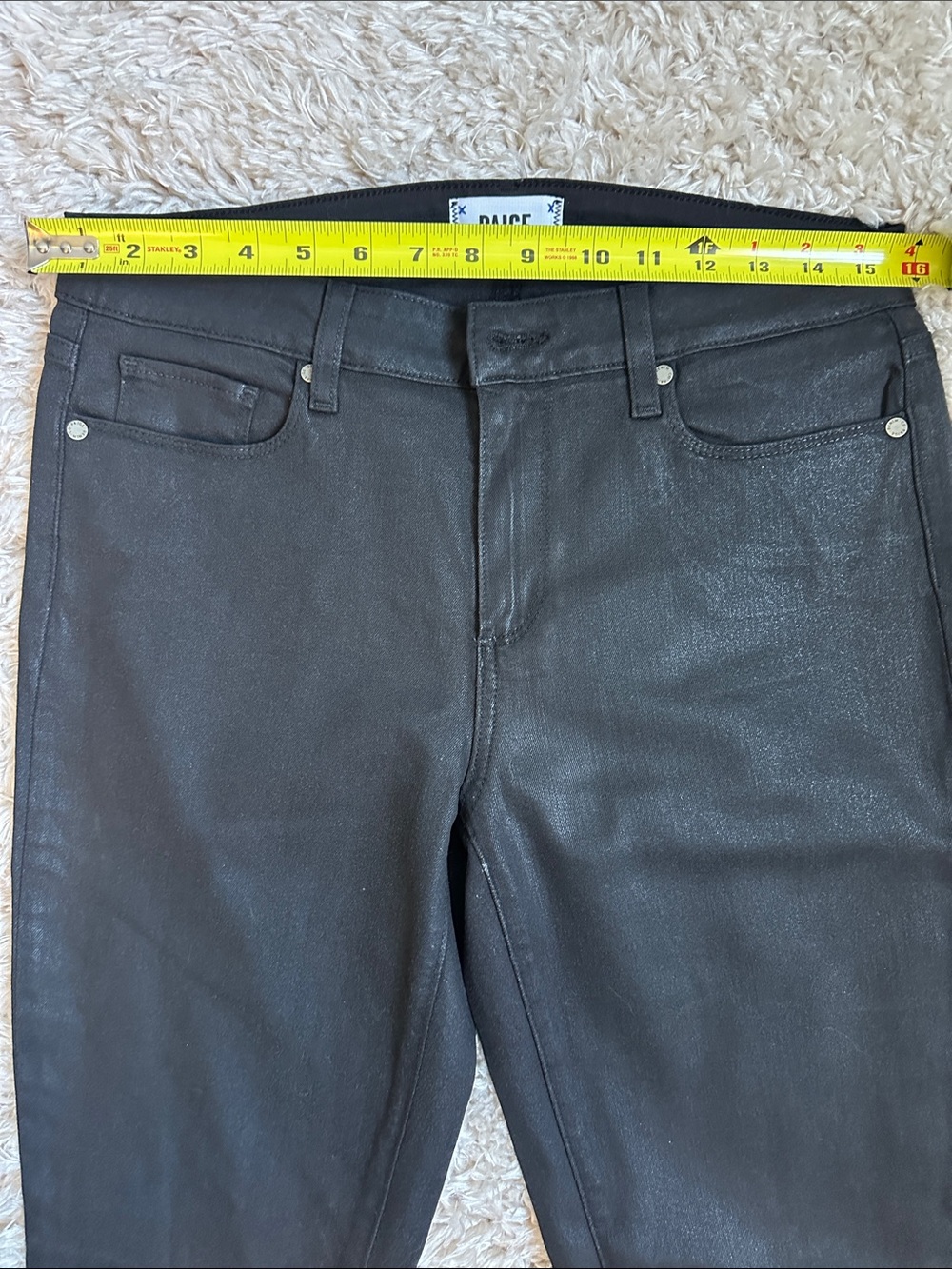 PAIGE Black Coated Jeans with High Rise Waist - Picture 4 of 5